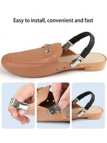 1 Pair Apricot PU Leather Elastic Slip-On Slides With Heel Strap, Anti-Slip Shoe Clips, Slouchy Style, Anti-Drop Heel, Anti-Wear Elastic Binding Strap, Heel Strap Shoe Accessories - Apricot - View 4