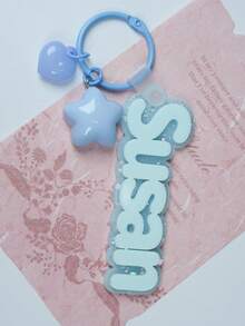 1pc Customized Acrylic Name Keychain, Glitter Colorful Bubble Letter Name Tag, Backpack Charm, Back To School, Birthday Gift - Multicolor - View 6