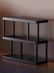 1pc Modern Black 3-Tier Storage Shelf, Multi-Layer Shelf - Freestanding Multi-Tier Storage Rack, Black Frame, Suitable For Kitchen, Bathroom, Bedroom - Space-Saving Home Decor Storage Shelf, Minimalist Design, Durable And Easy To Clean, Multifunctional Compact Storage Solution Combining Aesthetics And Practicality. Perfect For Displaying Books, Cups And Small Items. - Black - View 6