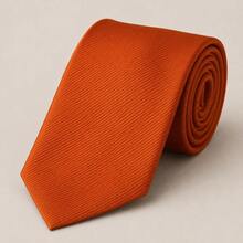Men's Formal Ties, Versatile For Suits, Suitable For Weddings, Banquets, And Job Interviews. - 亮橙色 - 查看 3