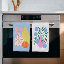 2PCS Kitchen Towels Watercolor Vase Pattern Printed 40*60cm Modern Abstract Style Rectangular Microfiber Kitchen Towels, Dishcloths, Tablecloths, Hand Towels, Kitchen Decor, Home Decor, Neighbor Housewarming Gift, Perfect For Kitchen And Bathroom Use, Suitable For Housewives And Family Gathering Gifts, Home Essential - Multicolor - View 5