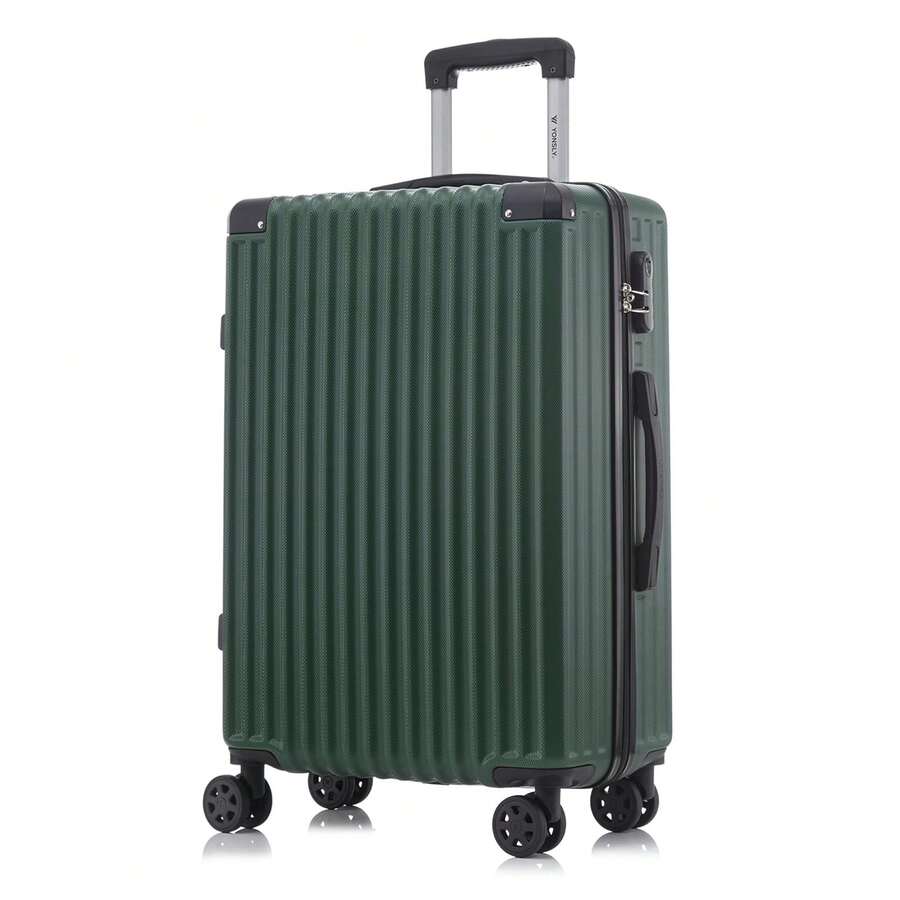 YONSLY Large Suitcase 28/24/20/16 Inches With 4 Wheels 360° Combination Lock Mesh Pocket Soft Rubber Handle Hard Shell Trolley Lightweight Suitcase - 深綠 - 查看 1