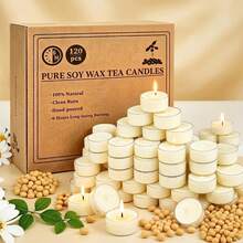 50/120 Pack Natural Unscented Soy Wax Tealight Candles, Paraffin-Free Mini Tea Lights, Up To 6 Hours Long Clean Burn Time, Bulk Multipurpose Candles Perfect For Daily Dinners, Power Outage Emergency Lighting & Table Decorations - 6Hour - View 9