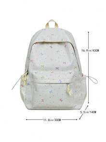 Colorful Bow Print Girls Backpack, Lightweight Student School Bag, Multifunctional Campus Backpack For Teen Girls, Suitable For Middle And High School - Multicolor - View 6