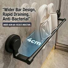66/51/36 Cm Towel Rack, Bathroom Towel Rack, Vacuum Suction Type Towel Rack, Towel Rack, Handheld Towel Hook, Face Towel And Hand Towel Rack, Towel Pole, Black/Dip-Coated Fabric Rack, Bathroom Storage Organization, Kitchen Cabinet And Storage - Black - View 5