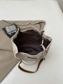 New Solid Color Luxury High-End Versatile Women's Shoulder Tote Bag - White - View 9