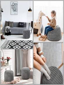1pc 20*15 Inch Unfilled Pouf Cover, Footstool Cover - No Filling Included, Footstool, Bean Bag Floor Chair Storage Cover, Suitable For Living Room, Bedroom Home Decor - A - View 9