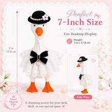 7 Inch Desktop Goose Dress-Up Set - Cute Spring/Summer Mini Desktop/Car Goose Outfit With Dress, Hat, Necklace - Mini Porch Goose Clothes Accessories For Home Office Decor (Goose Statue Not Included) - A - View 3