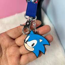Sega 1件裝手腕掛繩附橡膠頭飾吊飾，棋盤格圖案鑰匙圈掛帶，可愛卡通鑰匙配件，適用於鑰匙、包包與後背包 - 淺藍色 - 查看 3