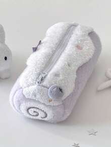 1pc Cute Swiss Roll Plush Pencil Case, Large Capacity, High Quality Student Stationery Storage Bag, Back To School Essential, Cut, First Day Of School - Multicolor - View 11