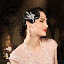 1 pieza D EXCEED Diadema de Flecos con Strass y Perlas Estilo Flapper del Gran Gatsby, Tocado de Disfraz Art Decó de los Años 20 para Fiesta, Boda y Cosplay - multicolor - Ver 3