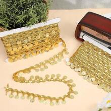 Gold Coin Shape Trim Sequins 3.5cm Tassel Ribbon, Stage Performance, Suit, Wedding Dress Sewing Fabric Decor Clothes Decoration Party Accessories - Multicolor - View 6