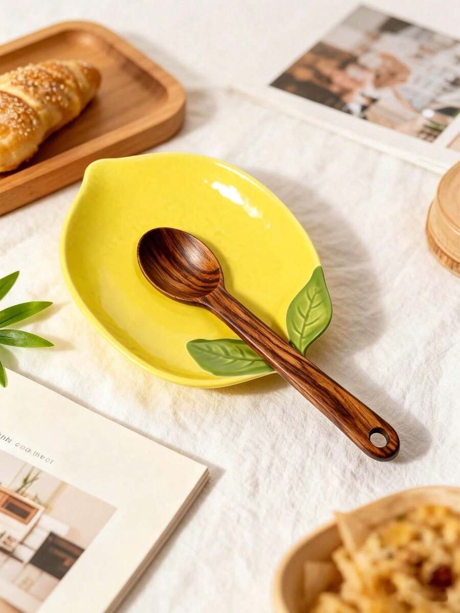 大號檸檬陶瓷湯匙架，適用於爐灶，優雅的烹飪器具收納架，耐熱器具架，可放置於檯面，洗碗機適用，適合婚禮、喬遷及其他場合的理想禮物