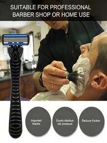 Premium 6-Blade Men's Razor With Non-Slip Ergonomic Handle, Durable Stainless Steel Blades, Smooth Close Shave, Multi-Combination Replacement Blades, Hypoallergenic, Precise Shaving, Essential Beard Trimming Tool, Men's Must-Have Razor, Easy To Clean - 6 Replacement Blades + 1 Tool Holder - View 6