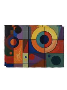2 Pcs Colorful Geometric Circle Pattern Placemats Abstract Style Placemats Heat Resistant Easy Clean Washable Decorative Placemats Suitable For Kitchen Home Indoor Outdoor Tabletop Coffee Bar Dining Table Tea Party - Multicolor - View 10