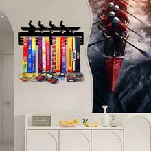 1PC Rowing Competition Gold Silver Bronze Medal Display Rack, Metal Wall Decor Storage Rack, Suitable For Sports Awards, Weather-Resistant Display For Collectibles, Perfect For Sports Enthusiasts And Athletes, Indoor And Outdoor Use, Ideal Gift For Sports Fans And Champions - Black - View 5