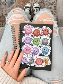 50Pcs Social-Emotional Learning Sticker Pack, Cute Fluffy Monster Prints For Planner, Notebook & Therapy Crafts - Multicolor - View 2