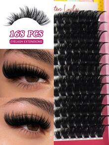 MAANGE 168簇 120D 超濃密簇狀接睫毛，戲劇化歐美風分段式假睫毛，柔軟輕盈單簇睫毛，打造誇張3D妝效，舞台與派對妝容必備，女性禮物，旅行與約會必備睫毛 - DD - 查看 7