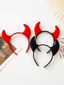 1pc Halloween Cute Horn Performance Headband Adult Horn Headband Party Funny Devil Hair Accessory - 1 - View 2