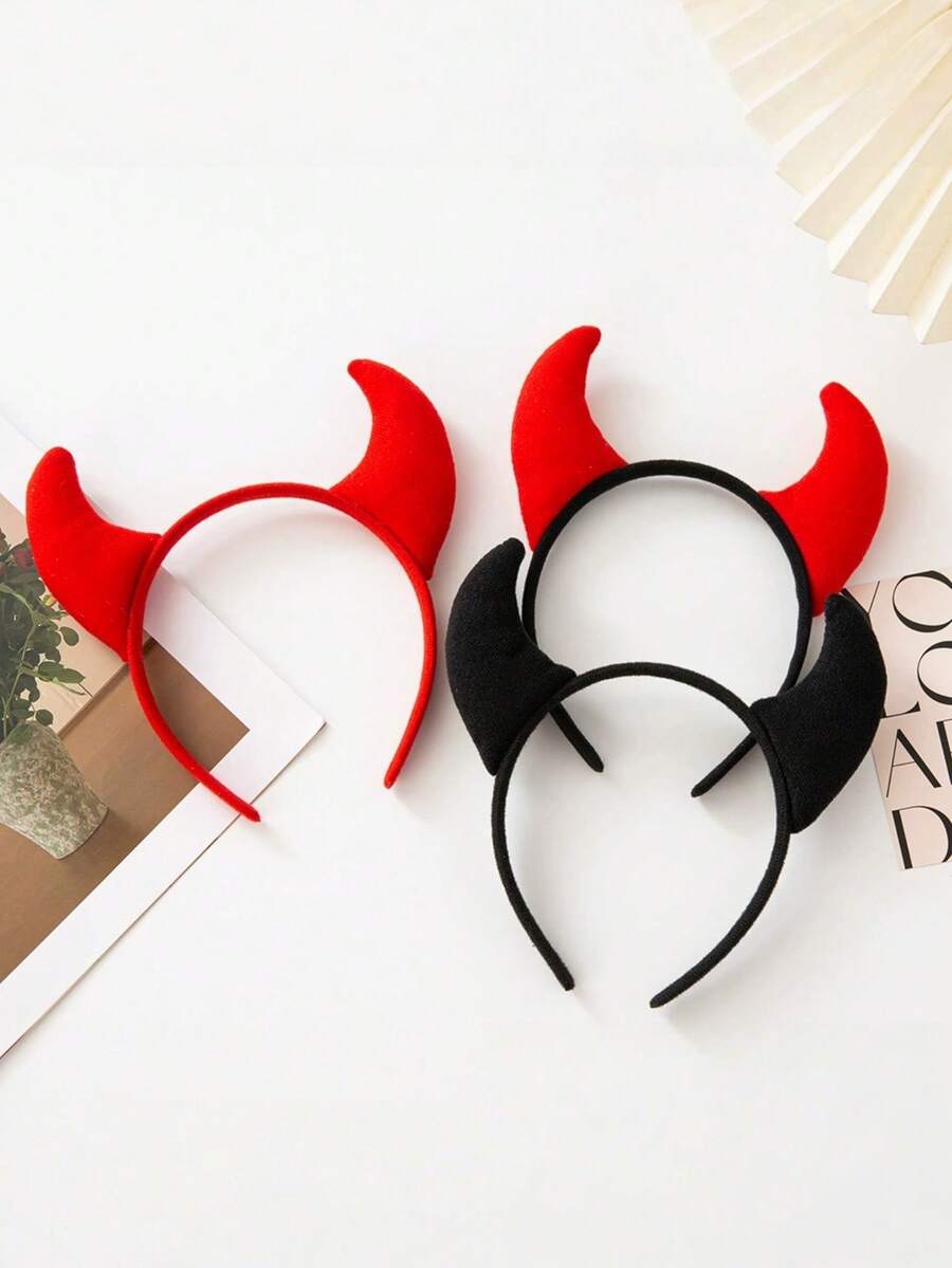 1pc Halloween Cute Horn Performance Headband Adult Horn Headband Party Funny Devil Hair Accessory - 1 - View 1