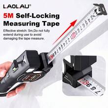 L.A.OL.A.U LAOLAU 3合1雷射捲尺，16英尺/5公尺自動鎖定捲尺配備雙綠色雷射水平儀，高精度測量工具，適用於建築、木工、DIY手工藝及居家翻新工程 - A - 查看 6