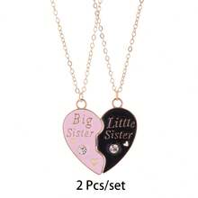 2 Pcs/Set Best Friend Pendant Necklace For School Friend Forever Friendship BFF Necklace Adjustable Geometric Jewelry Gift Love Couple Chain Choke - one-size - View 10