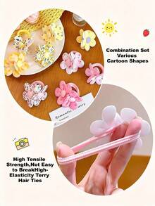 15/10/5/Pcs/Set 3D Petal High Elasticity Hair Tie Combination, Girly Hair Rubber Bands, High Elasticity, Flower And Bow Combination, Cute And Sweet Hair Accessories - Suitable For Girls And Teenagers, Suitable For Daily, School, Party, Vacation, Graduation Season, Etc., Adding Kawaii Style To Hairstyle - Multicolor - View 3