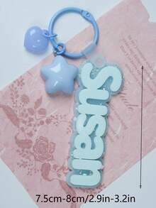 1pc Customized Acrylic Name Keychain, Glitter Colorful Bubble Letter Name Tag, Backpack Charm, Back To School, Birthday Gift - Multicolor - View 7