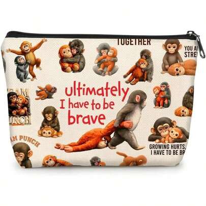 Punch Monkey - Bolsa de maquillaje para mujer, bolsa de cosmticos de macaco viral, organizador de viaje, apoyo emocional para amantes de los animales, regalos para mejor amiga