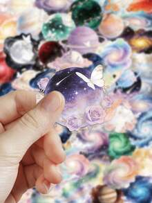 50pcs Galaxy Starry Sky Stickers For Phone Case, Refrigerator, Planner, Diary, Guitar, Helmet, Skateboard, Laptop, Self-Adhesive Decals - Milky Way - View 4