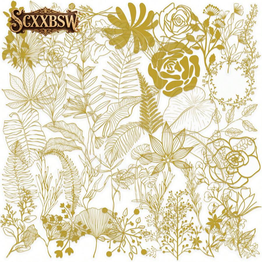 SCXXBSW 50pcs Elegant Floral Hot Stamping Stickers, Cool Anime Decorative Stickers, Classic Gift Decorations, Value Pack, Cute Cartoon Stickers, Waterproof And Durable, Phone Case Decorative Stickers, Can Be Applied To Laptops