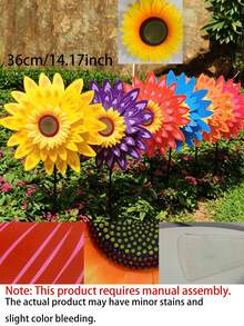 Large Sunflower Windmill Decor, Large Double-Layer Sequin Sunflower Windmill Outdoor Yard Decoration, Outdoor Garden Lawn Decor, Rainbow Sunflower Windmill Garden Yard Decoration, Double-Layer Sequin Windmill Rotating Decor, Outdoor Yard Lawn Garden Party Decoration Stake, Spring Outdoor Advertising Event Prop, Holiday Gift - A - View 7
