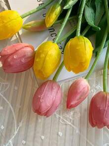 5pcs High-End Artificial Tulips, Valentine's Day Gift, Bridal Bouquet, Modern Minimalist European Style Decor, Plastic Artificial Flower Bouquet, Artificial Plant Decoration, Home Decor, Suitable For Indoor And Outdoor Use - Multicolor - View 7