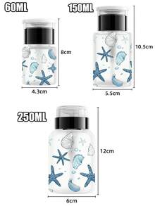 海星與海馬圖案透明寵物可重複使用旅行瓶，附攜帶式泵頭的卸妝液分裝瓶，適用於指甲油卸除液、化妝水和卸妝液，圓頂設計，可重複使用，卸妝液瓶，旅行必需品 - 彩色 - 查看 6