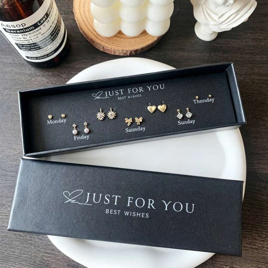 Earring Gift Box, High-End Holiday Jewelry Box Containing 5 Pairs Of Earrings, Wholesale Jewelry Gift Box - Multicolor - View 1