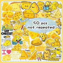50pcs Cheese Cartoon Delicious Food Cute Expression Decorative Stickers For Message Board, Tablet, Car DIY - 50 Cheese Sheets - View 11