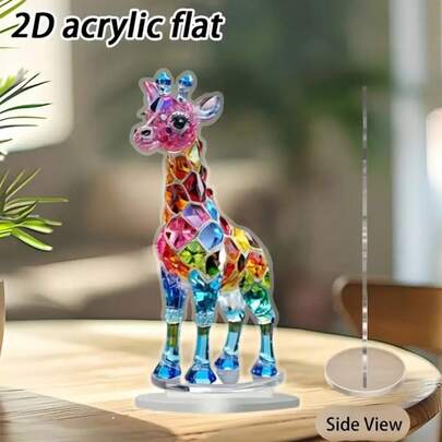 1pc. Tượng pha lê hề in phẳng 2D sống động kèm đế - Trang trí bàn làm việc màu sắc cho văn phòng, phòng khách, phòng ngủ - Phù hợp làm quà tặng Valentine, trang trí trong nhà, trang trí văn phòng | Thiết kế động vật sống động | Thủ công tinh xảo, trang trí hề