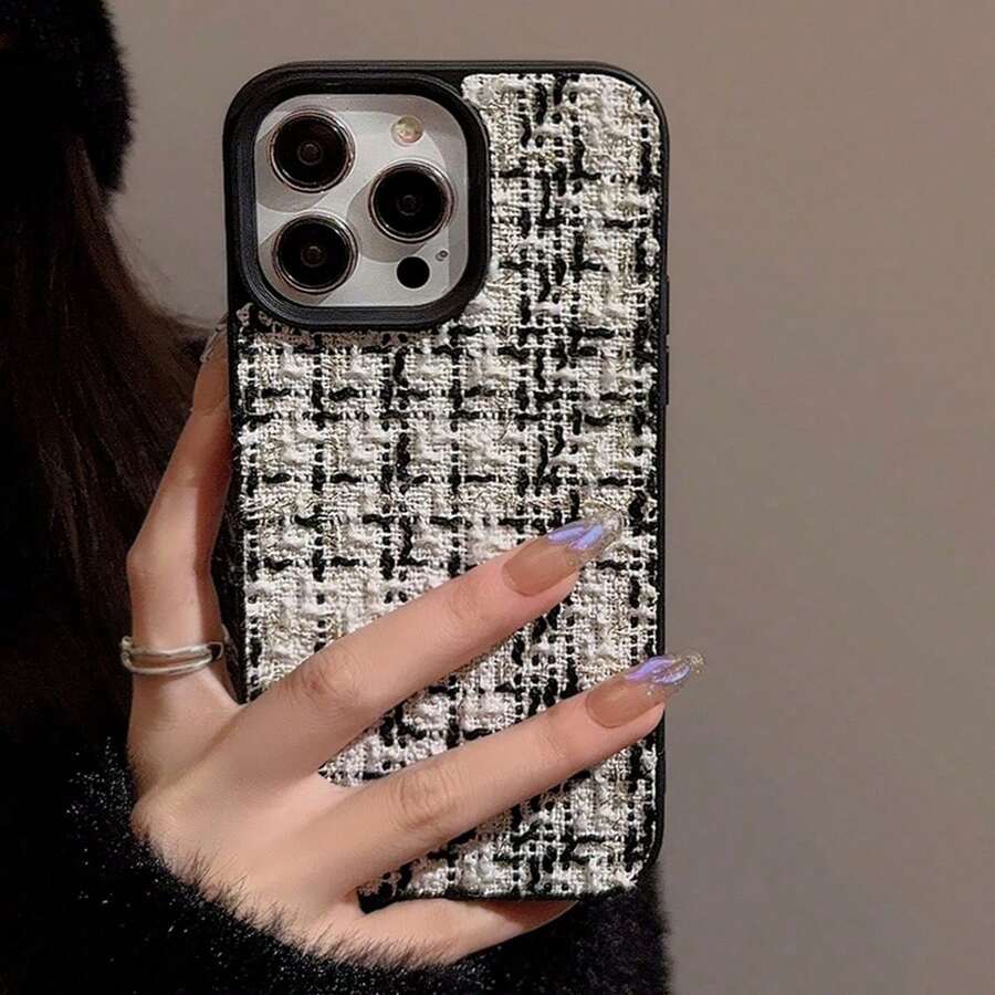 复古 1 件 GUCADI 格子天鹅绒手机壳，适用于 Apple iPhone 16/15/14/13/12/11 系列，秋冬