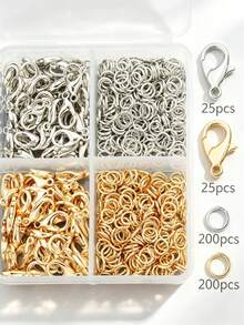 Juego de 450 piezas de conectores de joyería DIY, broches de langosta de 12 mm y anillos de salto de 5 mm, adecuado para cuentas hechas a mano, cuentas espaciadoras, conectores de pulseras y tobilleras, anillos abiertos para collares, conectores de joyería, anillos de salto abiertos, anillos cerrados para aretes, conectores de cadena para bolsos, cadena para teléfono, llavero y otros accesorios de manualidades - Conjunto de hebilla de langosta y anillo - Ver 5