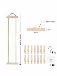 1 Set Wooden Photo Hanging Rope With 3D Clips, Multi-Photo Display Rack, Customizable Length, Space-Saving, Suitable For Dorm, Bedroom, Closet And Wall Hanging Decoration, Home Decor, Decorative Ornament - Multiple Colors - View 5