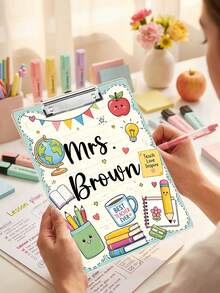 1pc Custom Teacher Name Clipboard,Back To School,Personalized Clipboard, Teacher Clipboard Gift, Cute Classroom Clipboard For Educators Students Teachers Office Staffs,Teacher Appreciation Gift,Back To School - Multicolor - View 5