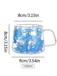 1個個性化雙層玻璃花卉杯附手把，可客製化姓名/文字咖啡杯茶杯，乾燥花杯，咖啡杯，奶茶杯，冰美式咖啡杯，玻璃材質，耐熱高硼矽透明玻璃，大花卉設計，舒適握感，適合冬夏使用，情侶、朋友、家人的絕佳禮物，生日、節日，廚房用品 - 多色 - 查看 8