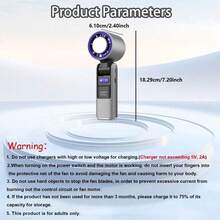 1pc K801 Handheld Cooling Ice Compress Fan, Digital Display Turbo High-Speed Fan, 199-Speed Foldable Portable Mini Cooling Fan With Night Light, 3600mAh (1800mAh*2) - Multicolor - View 3