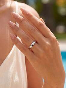 1pc 925 Sterling Silver Colorful Star Ring, Multiple Sizes Available, Suitable For Women, Ideal Choice For Date Gift Or Exquisite Jewelry - Silver - View 6