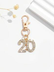 1pc Fashionable European And American Creative Versatile Cute Mini Lucky Number 1-25 Keychain Bag Charm, Suitable For Women's Car Key Bag Decoration And Gift - Gold - View 15