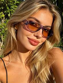 1PC/2PCS Women's Sunglasses New Style Personalized Integrated Double Bridge Vintage Premium Texture Daily Casual Street Commute Outfit Driving Travel Beach Vacation Versatile Fashion Accessory - Multicolor - View 12