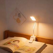 1個可攜式充電式LED閱讀檯燈迷你夾式書燈 白色護眼夜燈 適合睡前閱讀 - 3色溫可調、無段亮度控制、小巧輕便夾式書燈適用於學生宿舍、充電式護理燈、床邊可調光暖色夜燈、送給朋友和同學的禮物 - 白色 - 查看 5