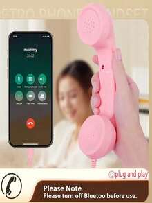 Retro Phone Handset For Cell Phones – Wired Vintage Telephone Handset With 3.5mm Jack, Built-In Microphone , For Smartphones, Tablets, And Computers - View 3