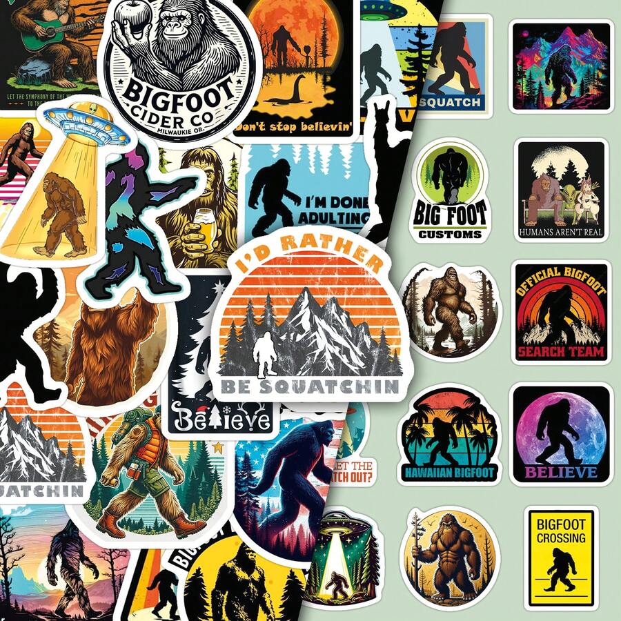 50pcs Big Foot Graffiti Cartoon Adventure Camping Creative Personalized Niche Decor Pegboard Phone Case DIY Stickers - Bigfoot - 1871X - View 1