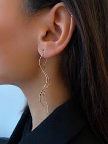 Andkiss Pendientes colgantes de aleación con diseño calado - Amarillo Oro - Ver 2